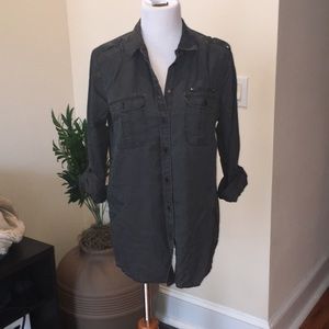 Express Grey Military Twill boyfriend shirt